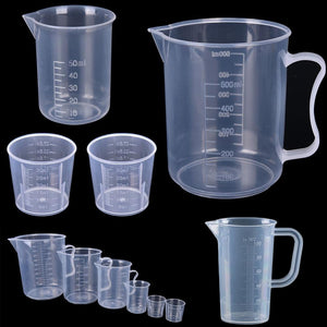 1PC Clear Plastic Graduated Measuring Cup for Baking Beaker Liquid Measure JugCup Container 15ml / 30ml /50ml /250ml /500ml