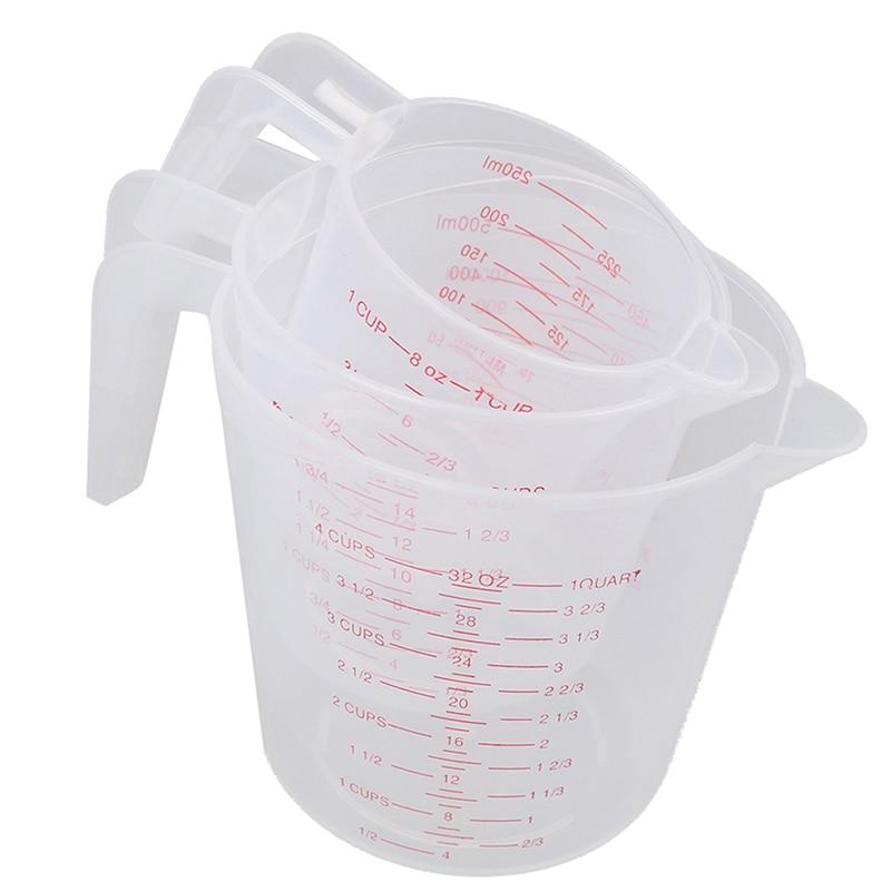 250/500/1000ML/100ML Plastic Measuring Cup Jug Pour Spout Surface Kitchen Tool Supplies Quality cup with graduated Kitchen