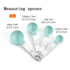 4Pcs/5pcs/10pcs Multi Purpose Spoons/Cup Measuring Tools PP Baking Accessories Stainless Steel/Plastic Handle Kitchen Gadgets