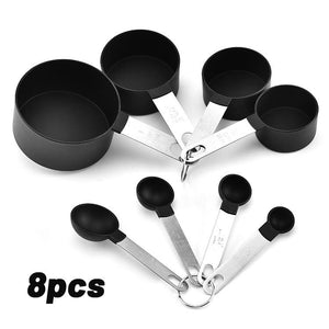 4Pcs/8pcs Multi Purpose Spoons Cup Measuring silicone Tools PP Baking Accessories Stainless Steel/Plastic Handle Kitchen Gadgets