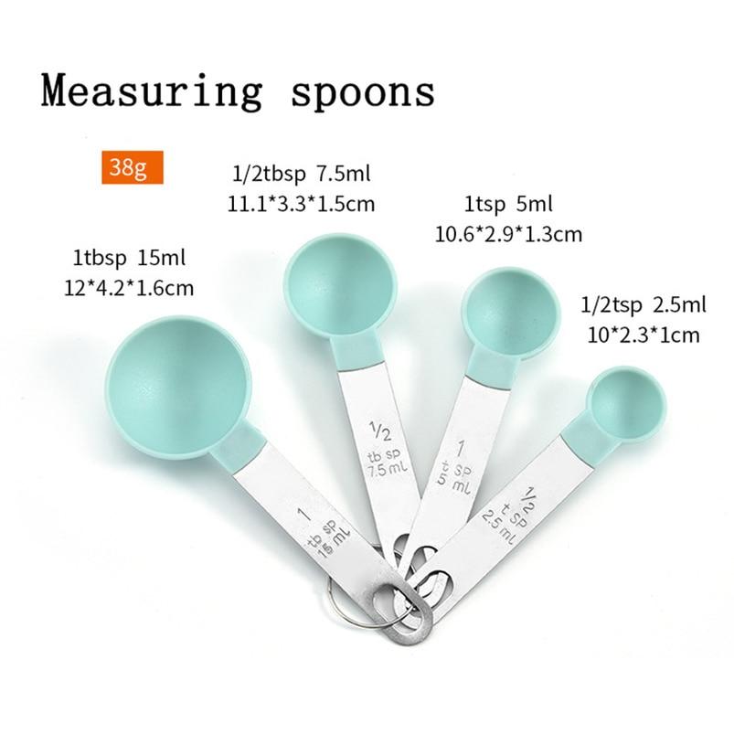 4Pcs Multi Purpose Spoons/Cup Measuring Tools PP Baking Accessories Stainless Steel/Plastic Handle Kitchen Gadgets