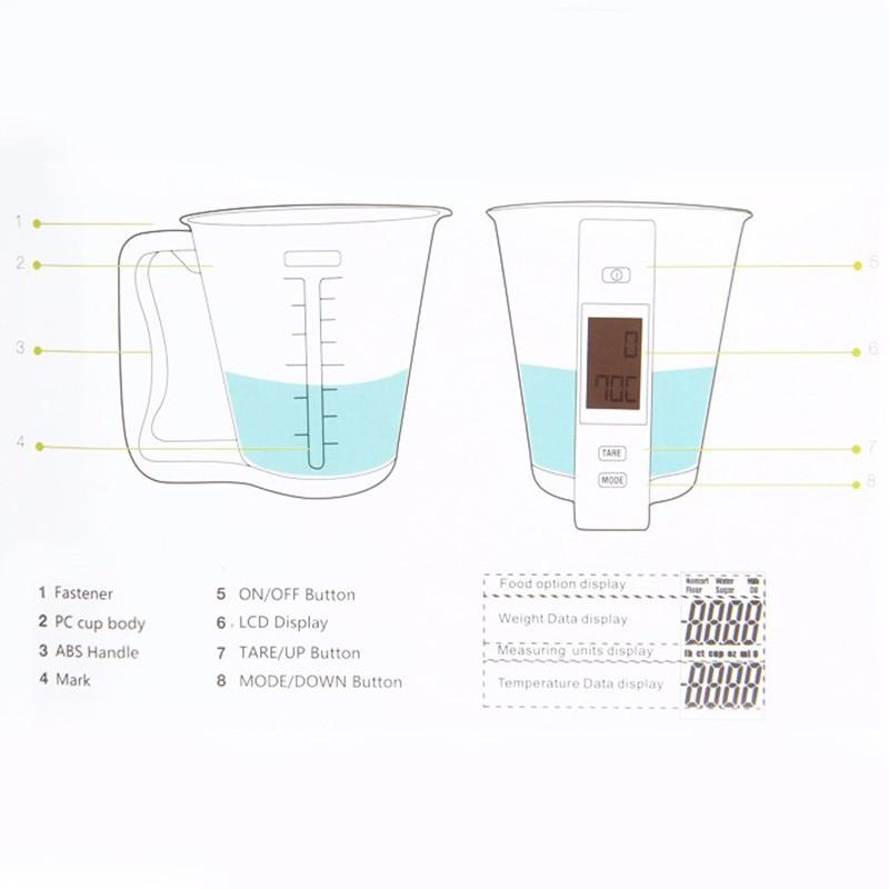 Scale with LCD Display Temperature Large Capacity Measuring Cup Kitchen Scale Digital Beaker Electronic Measuring CupTool