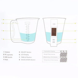 Scale with LCD Display Temperature Large Capacity Measuring Cup Kitchen Scale Digital Beaker Electronic Measuring CupTool